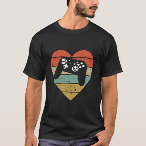 Gaming Vintage Design Retro Video Gamer Player Hea T_Shirt