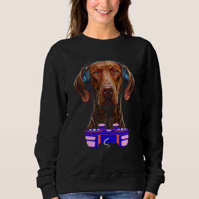 Gaming Vizsla Dog Player Animal Video Gamer Men Ki Sweatshirt