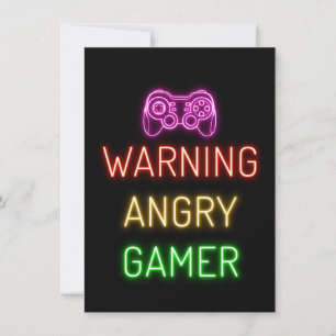Gaming Warning Angry Gamer Invitation
