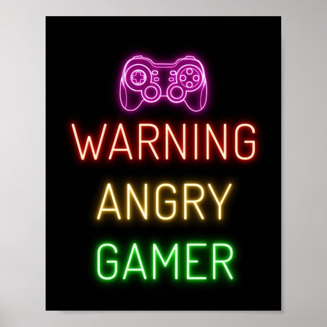 Gaming Warning Angry Gamer Poster (Front)