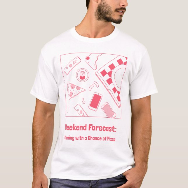 Gaming With a Chance of Pizza Adult Gamer T-Shirt (Front)