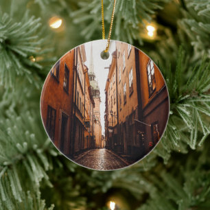 Gamla Stan, Stockholm, Sweden Ceramic Ornament