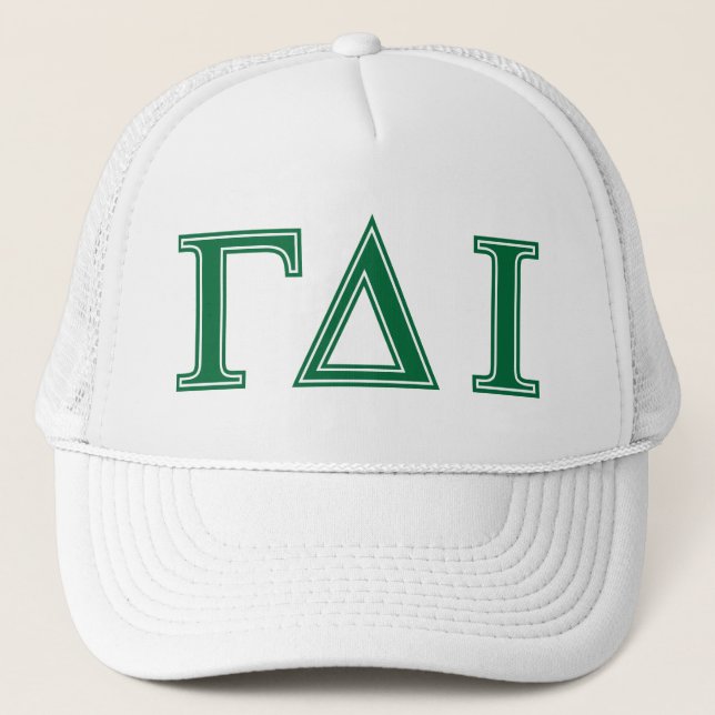 Gamma Delta Iota (Green Letters) Trucker Hat (Front)