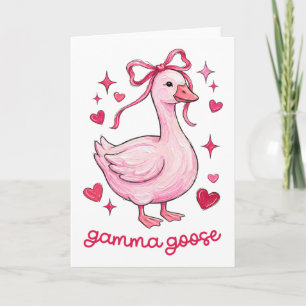 Gamma Goose Coquette Bow Pink Heart Valentines Mot Card