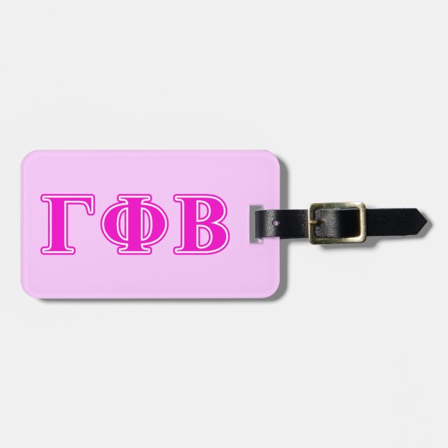 Gamma Phi Beta Bright Pink Letters Luggage Tag (Front Horizontal)