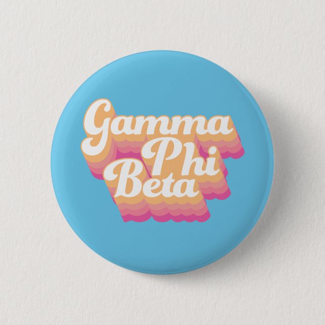 Gamma Phi Beta | Groovy Script Button (Front)