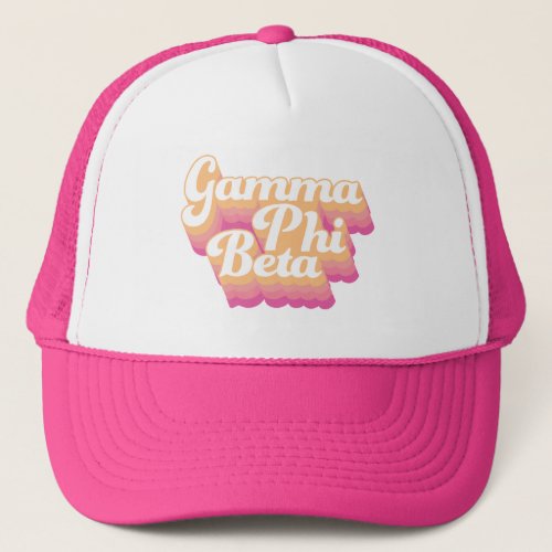 Gamma Phi Beta  Groovy Script Trucker Hat