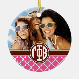 Gamma Phi Beta   Monogram and Photo Ceramic Ornament