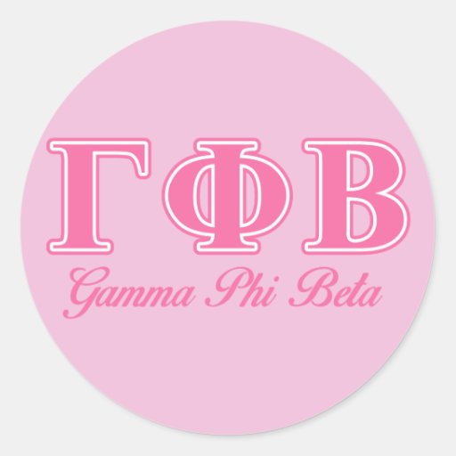 Gamma Phi Beta Pink Letters Classic Round Sticker | Zazzle