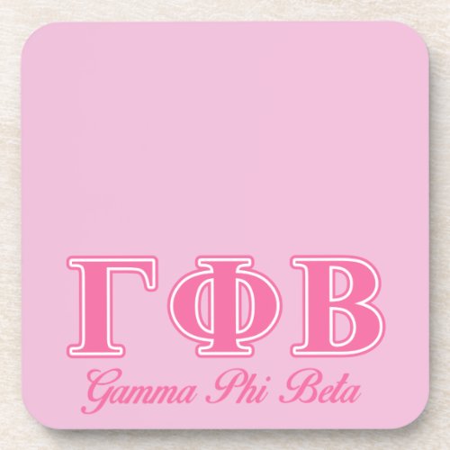 Gamma Phi Beta Pink Letters Drink Coaster