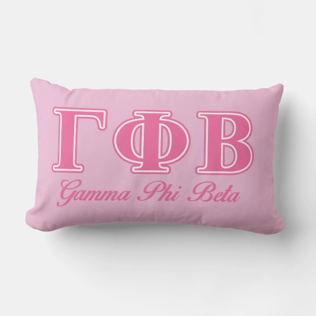 Gamma Phi Beta Pink Letters Lumbar Pillow (Front)
