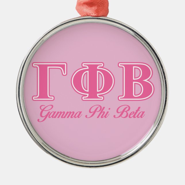 Gamma Phi Beta Pink Letters Metal Ornament (Front)