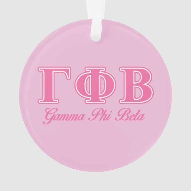 Gamma Phi Beta Pink Letters Ornament (Back)