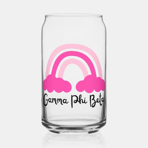 Gamma Phi Beta Sorority Pink Rainbow Can Glass