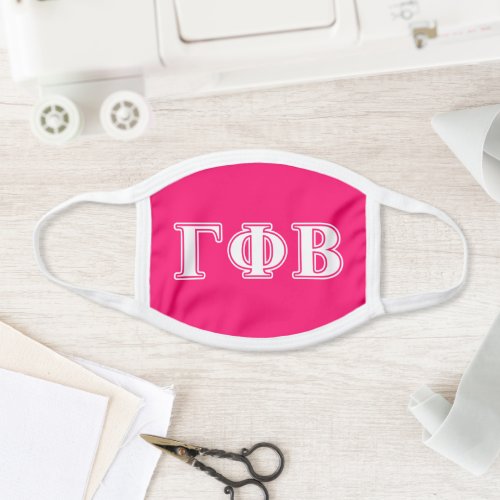Gamma Phi Beta White and Pink Letters Face Mask