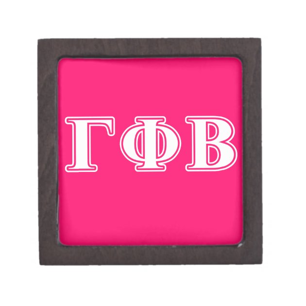 Gamma Phi Beta White and Pink Letters Jewelry Box Zazzle