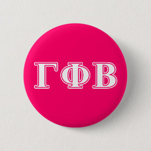 Gamma Phi Beta White and Pink Letters Pinback Button