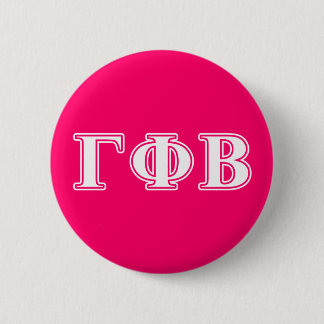 Gamma Phi Beta White and Pink Letters Pinback Button
