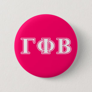 Gamma Phi Beta White and Pink Letters Pinback Button