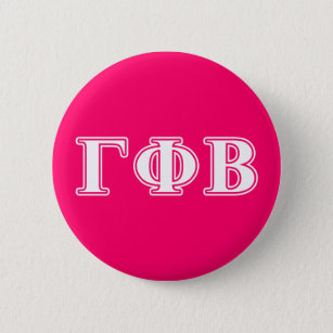 Gamma Phi Beta White and Pink Letters Pinback Button