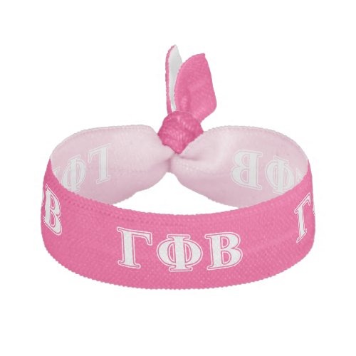 Gamma Phi Beta White and Pink Letters Ribbon Hair Tie
