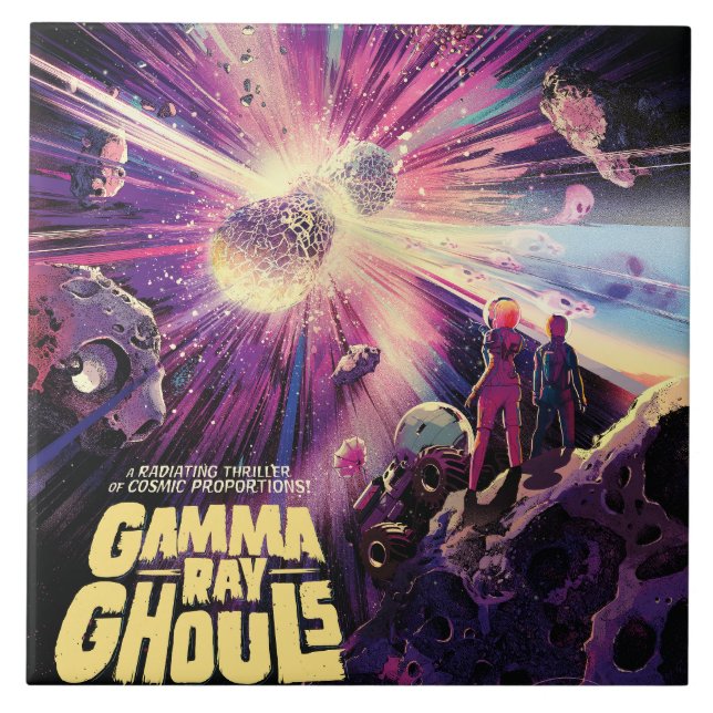 Gamma Ray Burst Pulsars Kilonova Cosmic Collision Ceramic Tile (Front)