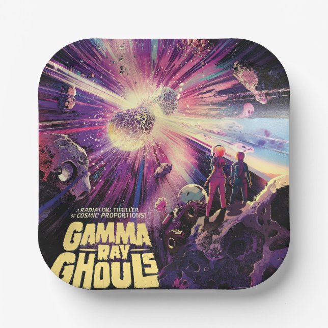 Gamma Ray Burst Pulsars Kilonova Cosmic Collision Paper Plates (Front)