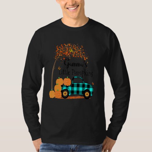 Gamma S Little Pumpkins Truck Green Plaid Autumn A T_Shirt