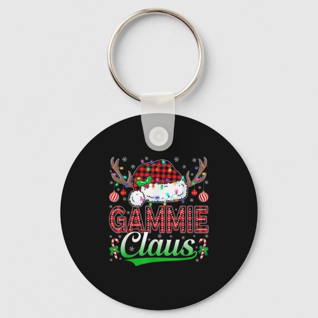 Gammie Claus Christmas Lights Matching Family Xmas Keychain (Front)