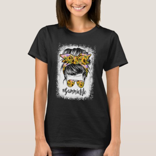 Gammie Life Bleached  Gammie Life Sunflower Messy  T_Shirt