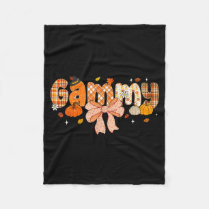 Gammy Pumpkin Fall Coquette Bow Thanksgiving Fleece Blanket