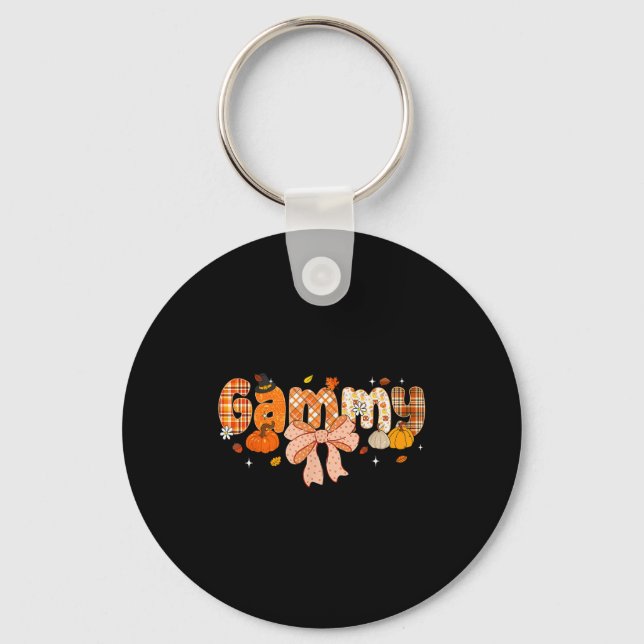 Gammy Pumpkin Fall Coquette Bow Thanksgiving  Keychain (Front)
