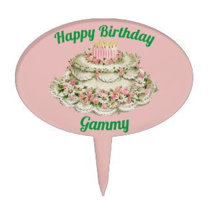GAMMY ~ VINTAGE BIRTHDAY CAKE ~ CAKE TOPPER