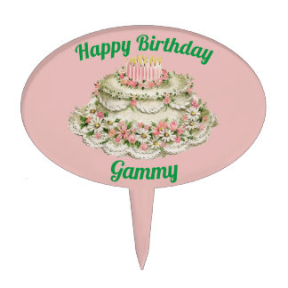 GAMMY ~ VINTAGE BIRTHDAY CAKE ~ CAKE TOPPER