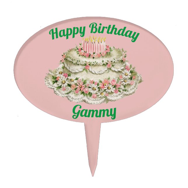 GAMMY ~ VINTAGE BIRTHDAY CAKE ~ CAKE TOPPER (Front)