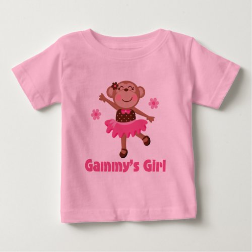 Gammys Girl Grandchild Monkey Ballerina Tutu Tee