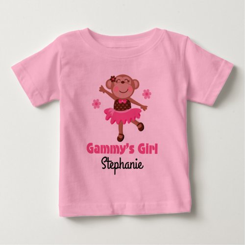 Gammys Girl Monkey Personalized Kids T_shirt
