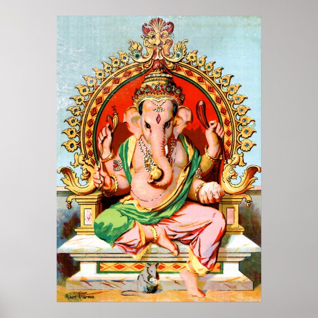 Ganapathi by Ravi Varma. Ganesha Poster (Front)