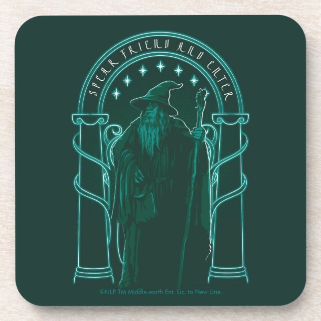 GANDALF™ "Speak Friend And Enter" Doors of Durin Beverage Coaster (Front)