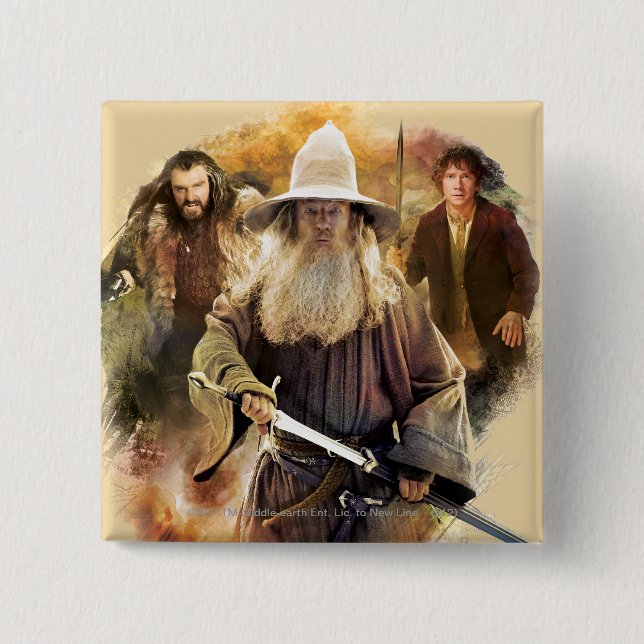Gandalf, THORIN OAKENSHIELD™, & BILBO BAGGINS™ Pinback Button (Front)
