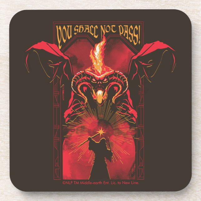 GANDALF™ Vs Balrog "You Shall Not Pass" Graphic Beverage Coaster (Front)