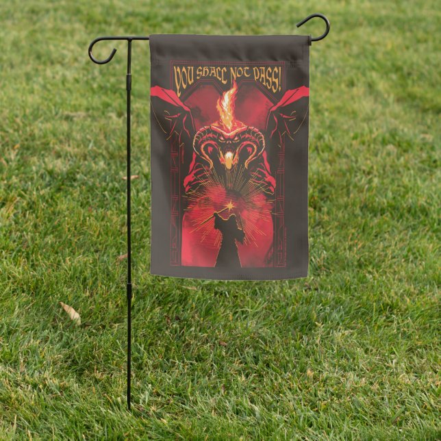 GANDALF™ Vs Balrog "You Shall Not Pass" Graphic Garden Flag (In SItu)
