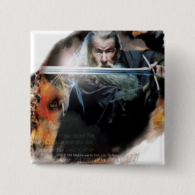 Gandalf With Sword In Battle Pinback Button (Front)