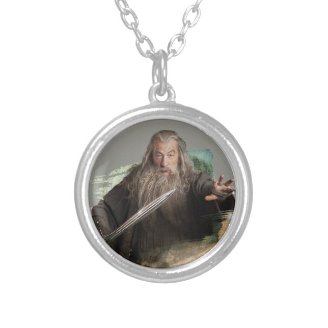 Gandalf With Sword Silver Plated Necklace (Front)