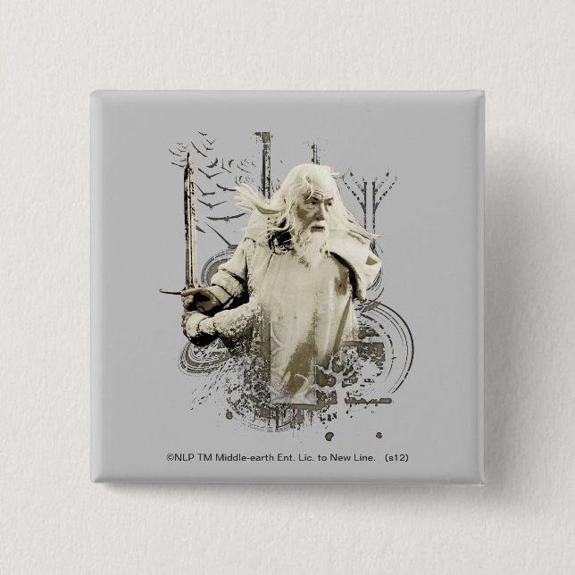 GANDALF™ with Sword Vector Collage Pinback Button (Front)