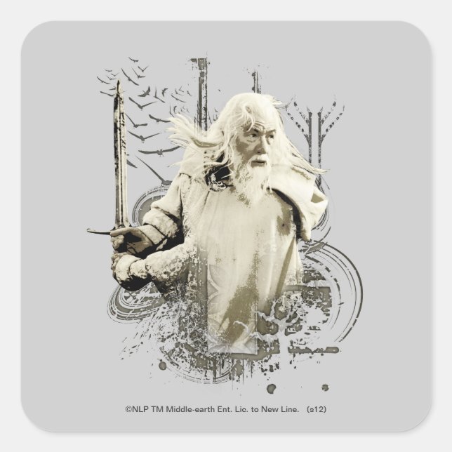 GANDALF™ with Sword Vector Collage Square Sticker (Front)