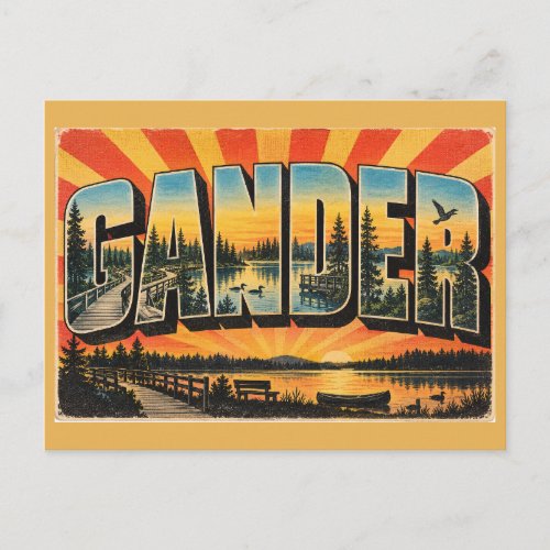 Gander NL Boardwalk Pond Forest Art Postcard