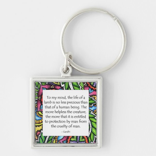 Gandhi Animal Quote Keychain (Front)
