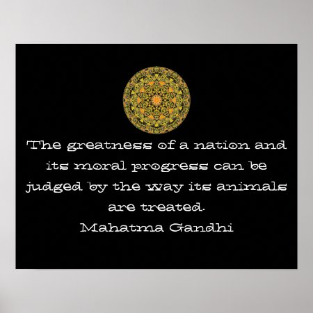 Gandhi Animal Rights Vegan Vegetarian Quote Poster