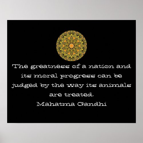 Gandhi animal rights vegan vegetarian quote poster